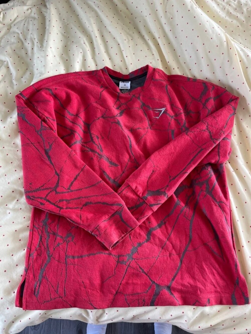 Red Marble Print Long Sleeve Legacy Sweater Men’s XS